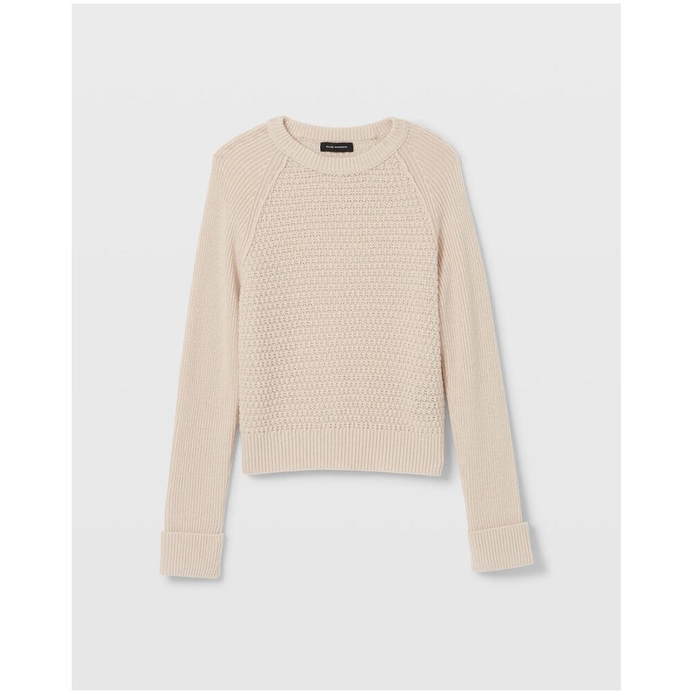 Club Monaco Mixed Stitch Shrunken Crewneck Sweater NWT